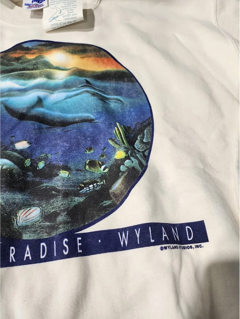 Vintage 90s Dolphin Paradise Wyland Sweatshirt Men's L Loungewear